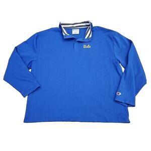 Champion Men's Size XL UCLA Royal Blue 1/4 Button Quarter Pullover Sweater